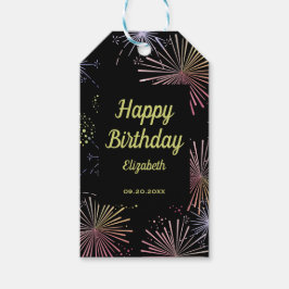 Chic Modern farbenfrohe Feuerwerke Black Birthday Geschenkanhänger