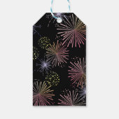 Chic Modern farbenfrohe Feuerwerke Black Birthday Geschenkanhänger (Rückseite)