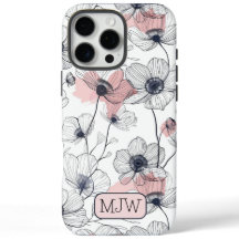 Chic Modern Floral Botanisches Mit Monogramm iPhon