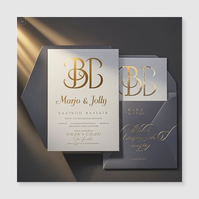 Chic Modern Floral Wedding Einladung (Vorderseite)