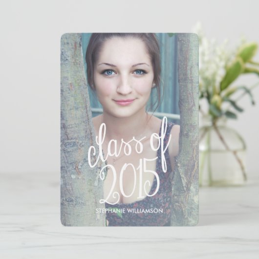 Chic Modern Foto Class of 2015 Abschluss Einladung (Stehend Vorderseite)