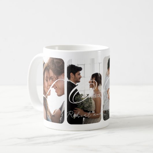 Chic Modern Foto Collage Keepake Kaffeetasse (Vorderseite Links)