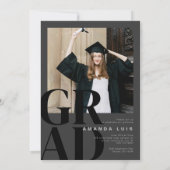 Chic Modern Foto Kohle Abschluss Einladung (Rückseite)