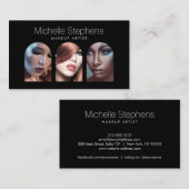 Chic Modern Foto Trio for Makeup Artists Black Visitenkarte (Vorne/Hinten)