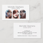 Chic Modern Foto Trio for Makeup Artists White Visitenkarte (Vorne/Hinten)