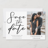 Chic Modern Foto White Black Typografy Save The Date (Vorderseite)