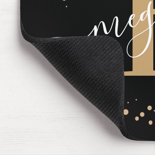 Chic Modern Girl Black Name Script Monogram Mousepad (Ecke)