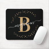 Chic Modern Girl Black Name Script Monogram Mousepad (Mit Mouse)