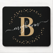 Chic Modern Girl Black Name Script Monogram Mousepad (Vorne)