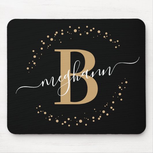 Chic Modern Girl Black Name Script Monogram Mousepad (Vorne)