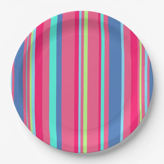 Chic Modern Girly Candy Stripe Muster Pappteller (Vorderseite)