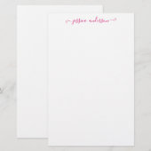 Chic Modern Girly Magenta Pink Script Kalligraphie Briefpapier (Vorne/Hinten)
