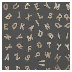 Chic Modern Gold Alphabet Letters Typografy Black Stoff