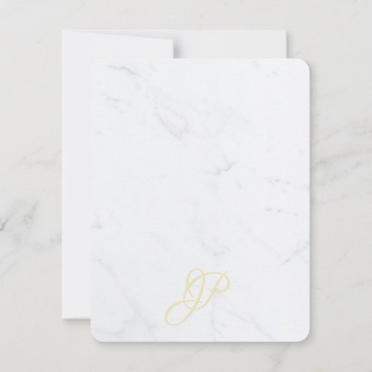 Chic Modern Gold Caligraphed Script Marble Elegant Mitteilungskarte (Rückseite)