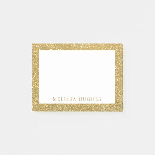 Chic Modern Gold Glitzer Personalisiert Post-it Klebezettel (Vorderseite)