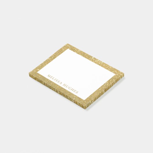 Chic Modern Gold Glitzer Personalisiert Post-it Klebezettel (angewinkelt)