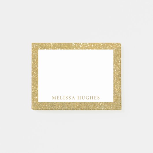 Chic Modern Gold Glitzer Personalisiert Post-it Klebezettel (Vorderseite)