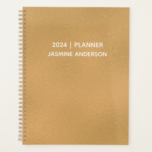 Chic Modern Gold White 2024 Wochen monatlich Planer (Vorderseite)