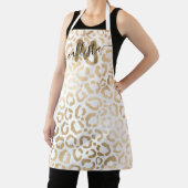 Chic Modern Gold White Leopard Cheetah Monogram Schürze (InSitu)