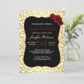 Chic Modern Gold White Leopard Jaguar Cheetah Einladung (Stehend Vorderseite)