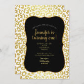 Chic Modern Gold White Leopard Jaguar Cheetah      Einladung (Vorne/Hinten)