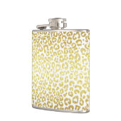 Chic Modern Gold White Leopard Jaguar Cheetah Flachmann (Links)