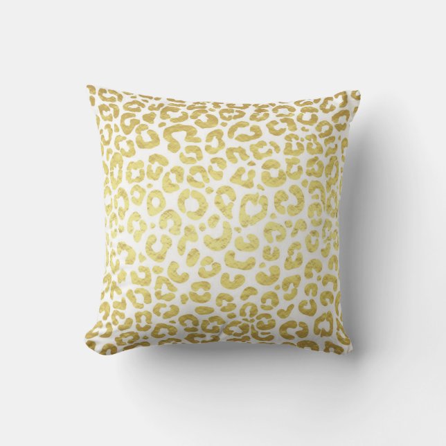 Chic Modern Gold White Leopard Jaguar Cheetah Kissen (Vorderseite)