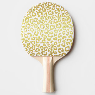 Chic Modern Gold White Leopard Jaguar Cheetah Tischtennis Schläger