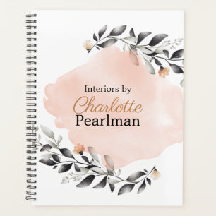 Chic Modern Grau und Peach Floral Planer