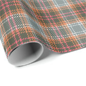 Chic Modern Gray Orange Kariert Tweed Pattern Gesc Geschenkpapier (Rolleneckpunkt)