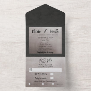 Chic Modern Gray & Pink Shine Glam Wedding All In One Einladung