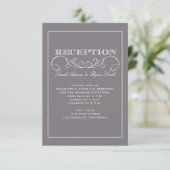 Chic Modern Gray Wedding Reception Einladung (Stehend Vorderseite)