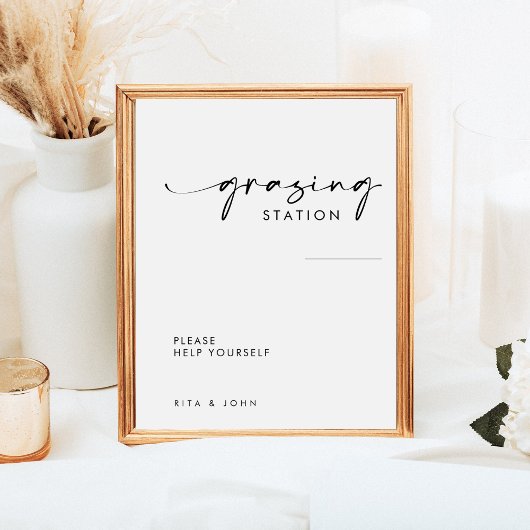 Chic Modern Grazing Station Table Wedding Sign Poster
