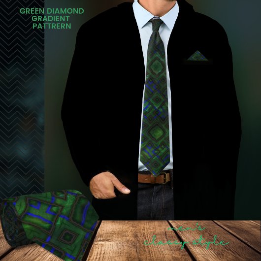 Chic Modern Green Diamond Gradient Muster Krawatte