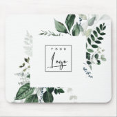 Chic Modern Green Leafy Tropical Foliage Fern Logo Mousepad (Vorne)