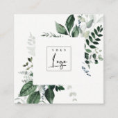 Chic Modern Green Leafy Tropical Foliage Fern Logo Quadratische Visitenkarte (Vorderseite)