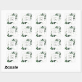 Chic Modern Green Leafy Tropical Foliage Fern Logo Quadratischer Aufkleber (Blatt)