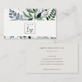 Chic Modern Green Leafy Tropical Foliage Fern Logo Visitenkarte (Vorne/Hinten)