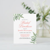 Chic Modern Greenery Bridal Luncheon Einladung Postkarte (Stehend Vorderseite)