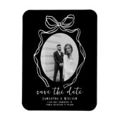 Chic Modern Hand Drawn Bow Wedding Save the Date Magnet (Vertikal)