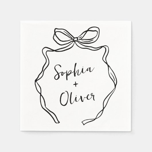 Chic Modern Hand Drawn Bow Wedding Serviette (Vorderseite)