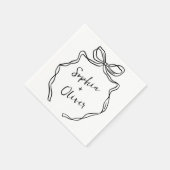 Chic Modern Hand Drawn Bow Wedding Serviette (Ecke)