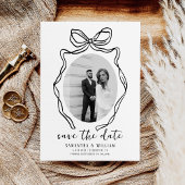 Chic Modern Hand Drawn Bow Whimsical Wedding Save The Date