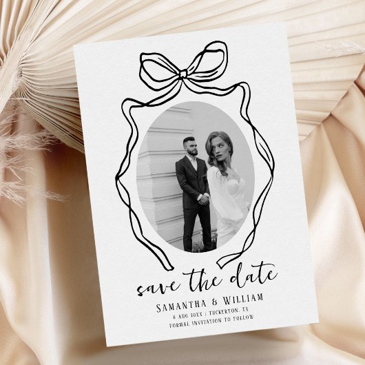 Chic Modern Hand Drawn Bow Whimsical Wedding Save The Date