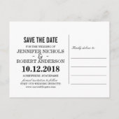 Chic modern Hand Letted Save the Date Foto Ankündigungspostkarte (Rückseite)