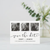 Chic modern Hand Letted Save the Date Foto Ankündigungspostkarte (Stehend Vorderseite)