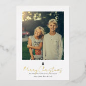 Chic Modern Hand Letting Single Foto Folien Feiertagskarte (Vorderseite)