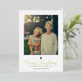 Chic Modern Hand Letting Single Foto Folien Feiertagskarte (Stehend vorne)