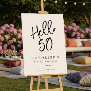 Chic Modern "Hello 50" Geburtstagsparty Begrüßungs Poster