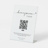 Chic Modern Honeymoon Fund Cash QR Code Hochzeit Sockelschild (Vorderseite)